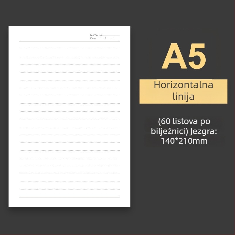 B5 bilježnica s mekim omotom, 60 listova s mrežom, prilagodljiva, perforacije 20 ili 9 rupa, zamjenjivi listovi