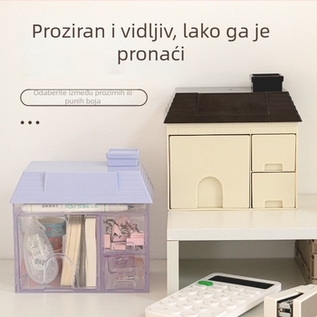 Prozirni stolni držač za olovke – četvrtasta plastična kutija za uredske potrepštine, sladak dizajn, velika zapremina