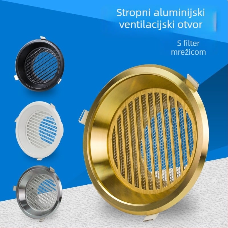 Okrugli aluminijski zračni otvor za ventilaciju, ispuš i sustav svježeg zraka – poklopac grijanja kupaonice