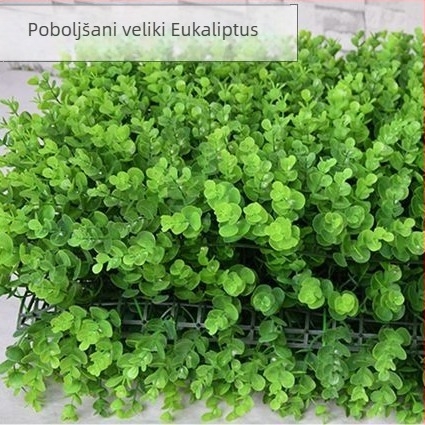 Plastična dekoracija umjetne trave, zid biljaka, pozadina za dnevni boravak ili vanjsku upotrebu, Milano-inspiriran dizajn sa zelenim biljkama i sitnim bijelim cvjetovima.