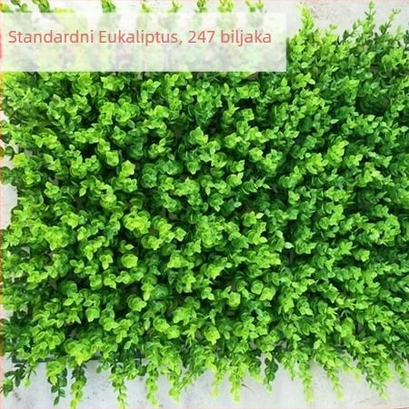 Plastična dekoracija umjetne trave, zid biljaka, pozadina za dnevni boravak ili vanjsku upotrebu, Milano-inspiriran dizajn sa zelenim biljkama i sitnim bijelim cvjetovima.