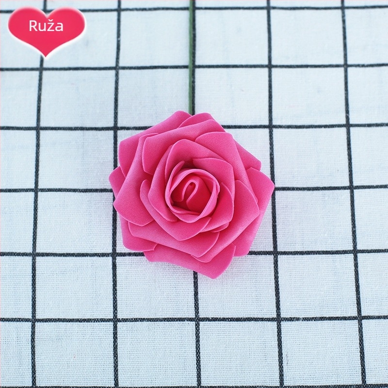 PE pjena ruža glava, 8 cm, za vjenčane bukete, sa stabljikom