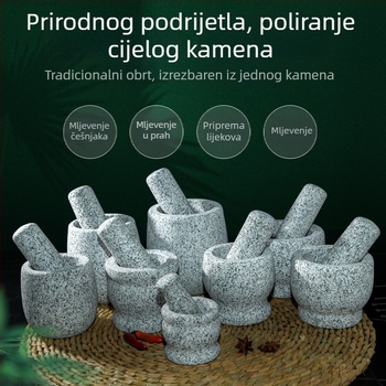 Kamena presica za češnjak i morter od granita, kućna uporaba