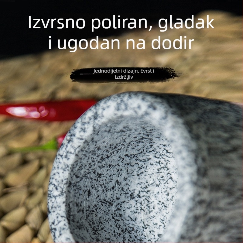 Kamena presica za češnjak i morter od granita, kućna uporaba