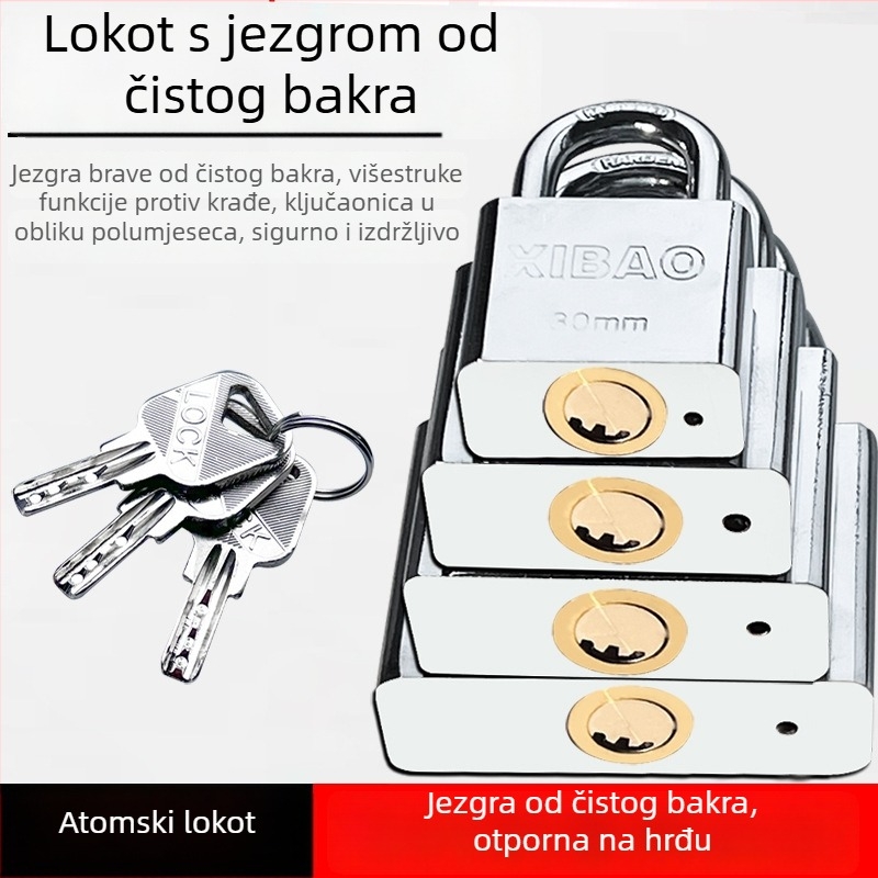 Katanac s cilindrom od čistog bakra, otporan na krađu, vodootporan, otporan na provalu, za skladišta i ulazna vrata