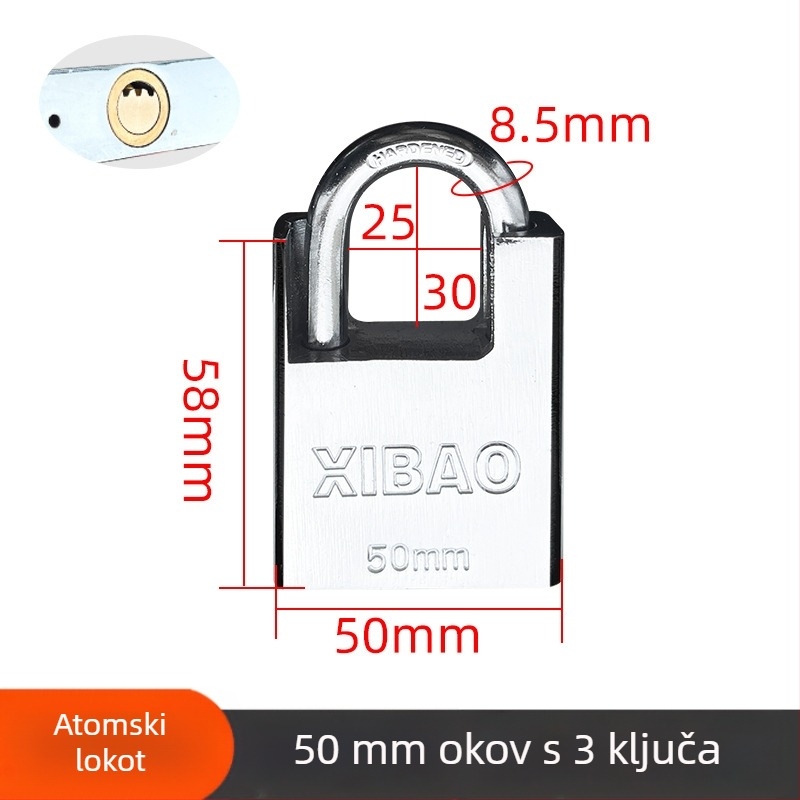 Katanac s cilindrom od čistog bakra, otporan na krađu, vodootporan, otporan na provalu, za skladišta i ulazna vrata