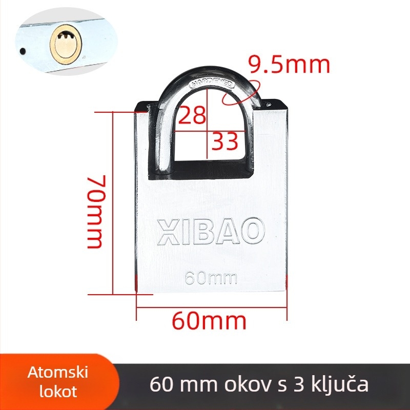 Katanac s cilindrom od čistog bakra, otporan na krađu, vodootporan, otporan na provalu, za skladišta i ulazna vrata