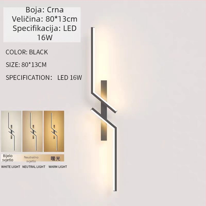 Linearna LED zidna svjetiljka u minimalističkom stilu, za spavaću sobu, hodnik i dnevni boravak, s rešetkastim dizajnom.
