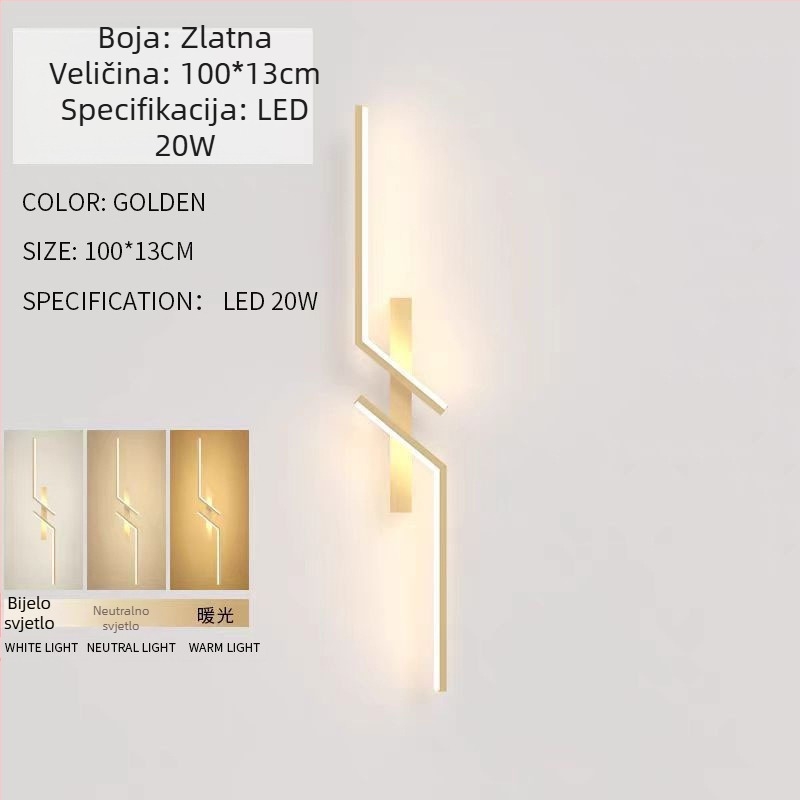 Linearna LED zidna svjetiljka u minimalističkom stilu, za spavaću sobu, hodnik i dnevni boravak, s rešetkastim dizajnom.