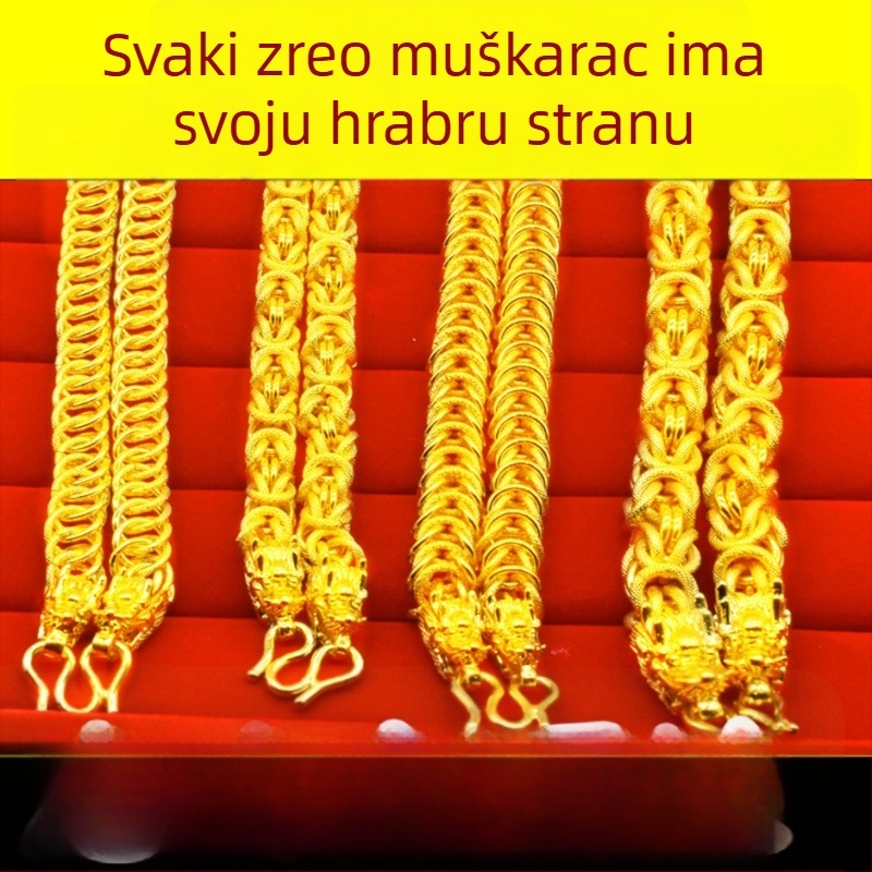 Muški ogrlica s 24K zlatnim premazom, debeli zmijskog lanca, duljina 51–80 cm
