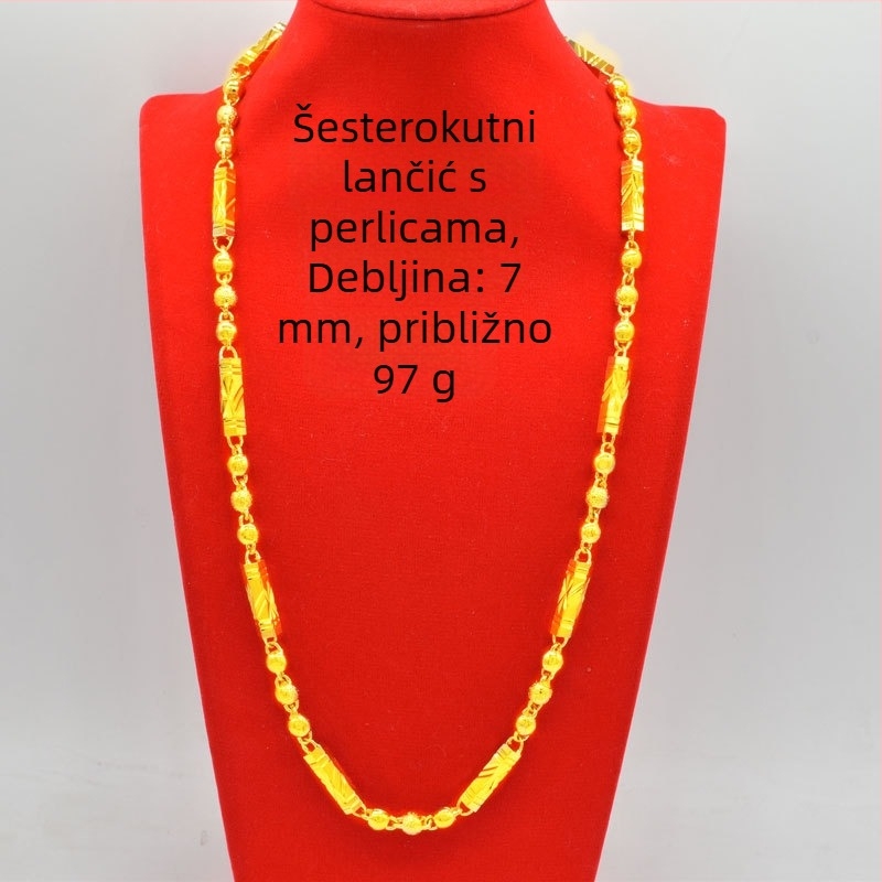 Muški ogrlica s 24K zlatnim premazom, debeli zmijskog lanca, duljina 51–80 cm