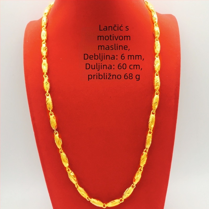 Muški ogrlica s 24K zlatnim premazom, debeli zmijskog lanca, duljina 51–80 cm