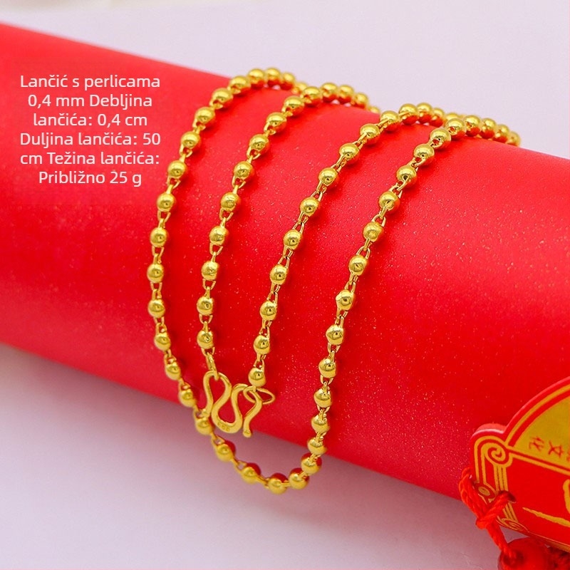 Muški ogrlica s 24K zlatnim premazom, debeli zmijskog lanca, duljina 51–80 cm