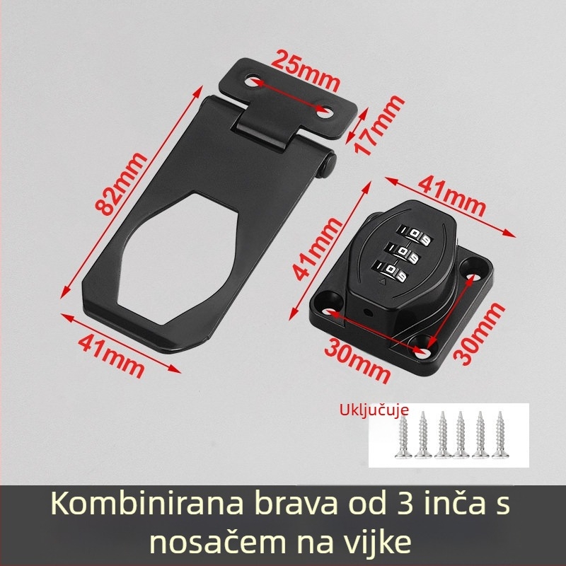 Brava s kodom bez bušenja za ormariće i namještaj — ladice i frižider, tip brave s boltom
