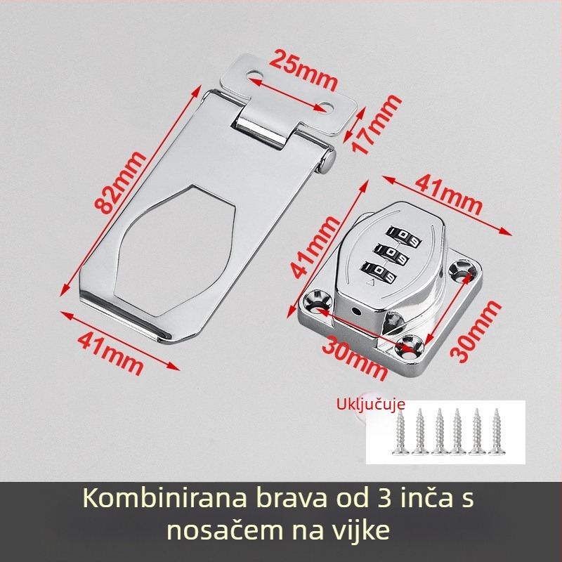 Brava s kodom bez bušenja za ormariće i namještaj — ladice i frižider, tip brave s boltom