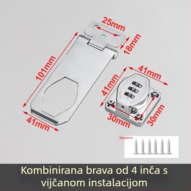 Brava s kodom bez bušenja za ormariće i namještaj — ladice i frižider, tip brave s boltom
