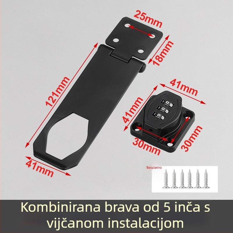 Brava s kodom bez bušenja za ormariće i namještaj — ladice i frižider, tip brave s boltom