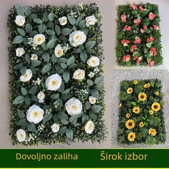 Zidna dekoracija od umjetnih biljaka s travnatom pozadinom za unutarnje prostore i balkon