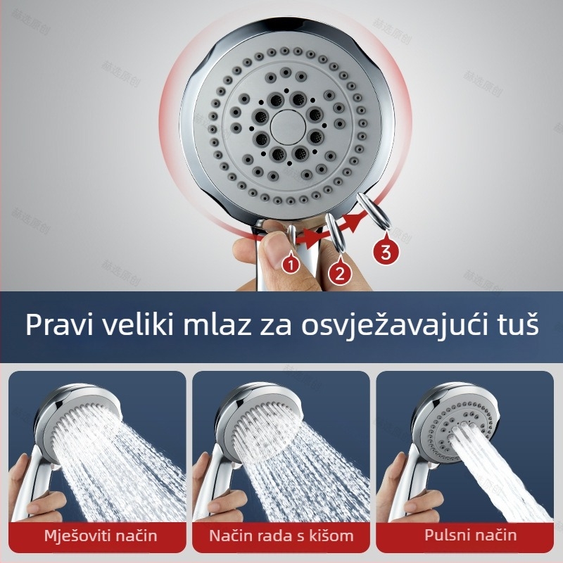 Tuš glava s velikim otvorima za snažan protok vode, zaštita od začepljenja, univerzalno kompatibilna s kupaonicom i bojlerom