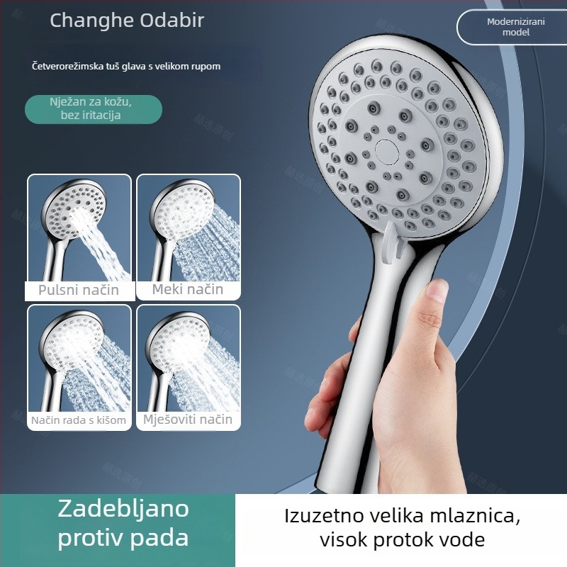 Tuš glava s velikim otvorima za snažan protok vode, zaštita od začepljenja, univerzalno kompatibilna s kupaonicom i bojlerom