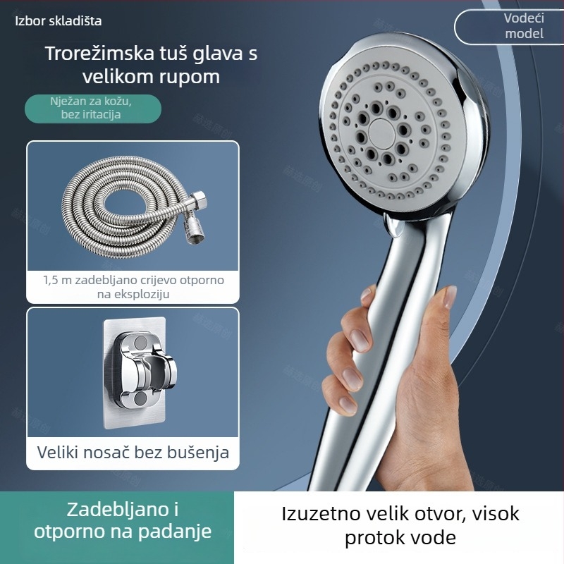 Tuš glava s velikim otvorima za snažan protok vode, zaštita od začepljenja, univerzalno kompatibilna s kupaonicom i bojlerom