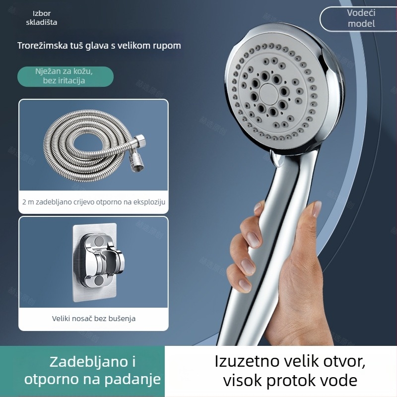 Tuš glava s velikim otvorima za snažan protok vode, zaštita od začepljenja, univerzalno kompatibilna s kupaonicom i bojlerom