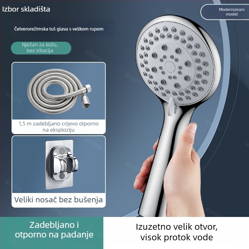 Tuš glava s velikim otvorima za snažan protok vode, zaštita od začepljenja, univerzalno kompatibilna s kupaonicom i bojlerom