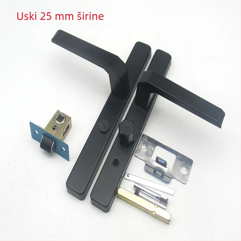 Brava za kupaonska vrata s aluminijskim okvirom, za krilna vrata, kupaonska kvaka, jednostrani jezičak, vrata s mrežom, širina 25 mm, bez ključa