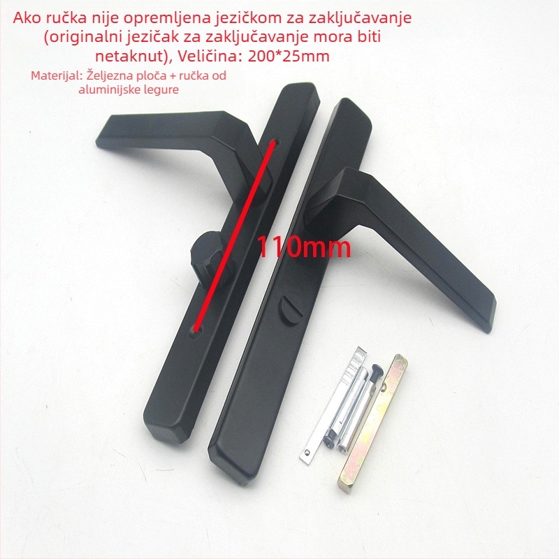 Brava za kupaonska vrata s aluminijskim okvirom, za krilna vrata, kupaonska kvaka, jednostrani jezičak, vrata s mrežom, širina 25 mm, bez ključa