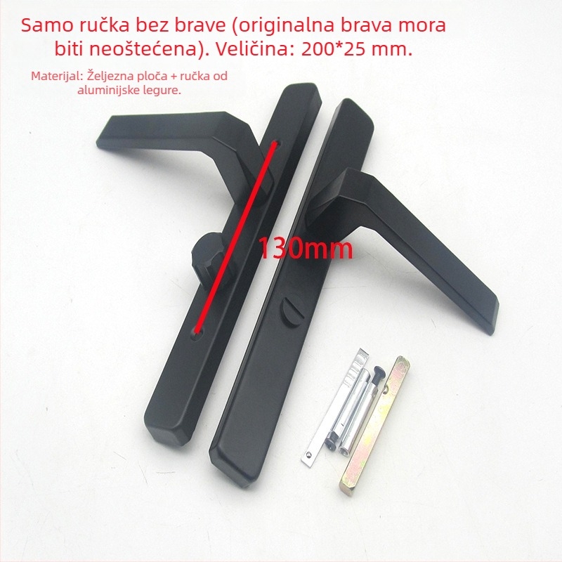 Brava za kupaonska vrata s aluminijskim okvirom, za krilna vrata, kupaonska kvaka, jednostrani jezičak, vrata s mrežom, širina 25 mm, bez ključa