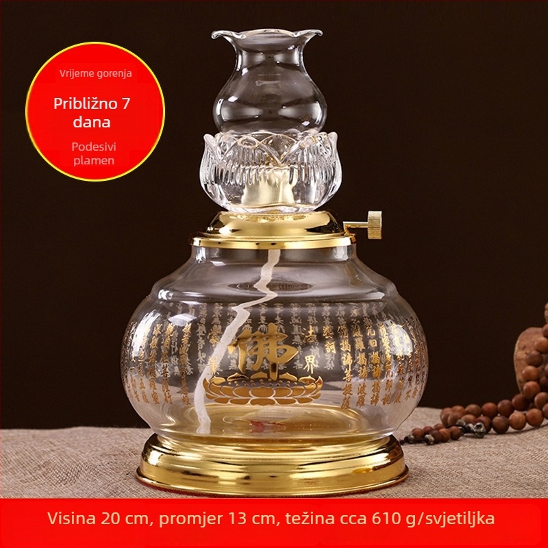 Kristalna staklena uljna lampa za Buddha ponude, 30-dnevna dugotrajna lampa