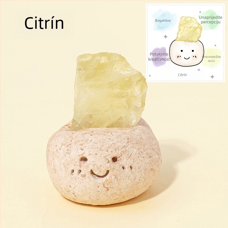 Prirodni kvarc Citrine – kamen u obliku graha, stolna dekoracija, DIY difuzni kamen za aromaterapiju i talisman sreće