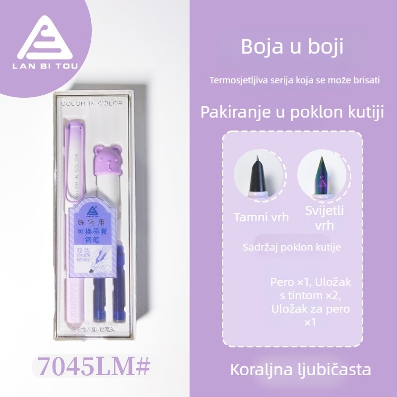 7045 Pero za učenike trećeg razreda, jednostavan i mekan držač, plastično tijelo, vrh promjera 3,4 mm, zamjenjivi sustav tinte