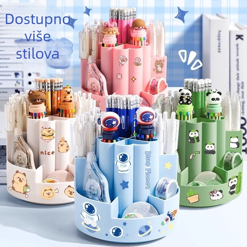 Okretni držač olovaka s 360° rotacijom, velik kapacitet, za djecu, elegant stolni dodatak s kreativnim dizajnom