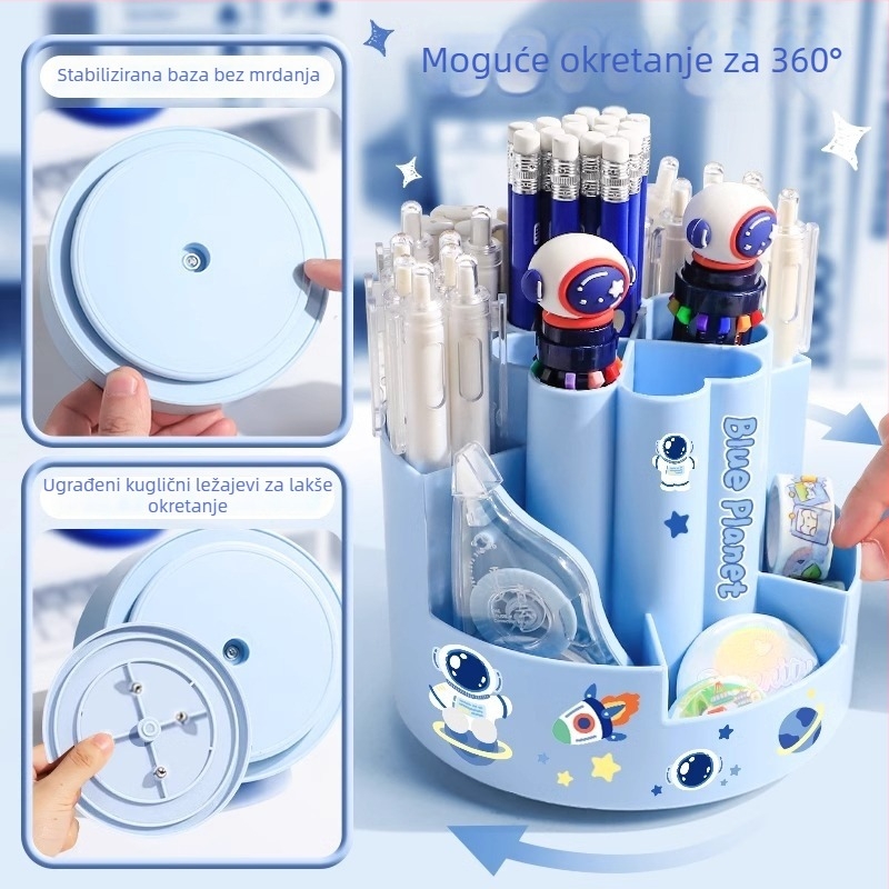 Okretni držač olovaka s 360° rotacijom, velik kapacitet, za djecu, elegant stolni dodatak s kreativnim dizajnom