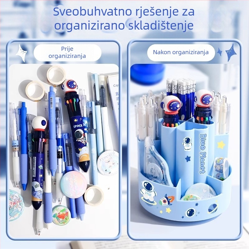 Okretni držač olovaka s 360° rotacijom, velik kapacitet, za djecu, elegant stolni dodatak s kreativnim dizajnom