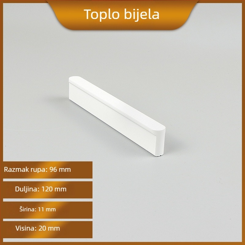 Okrugla aluminijska ručica za vrata ormarića, topla bijela, za ormariće i ladice, bez bušenja