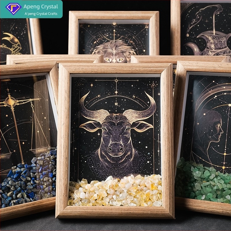 Dvanaest znakova zodijaka – kristalni okvir za fotografije s kamenčićima, DIY iscjeljujući kamen za kačenje