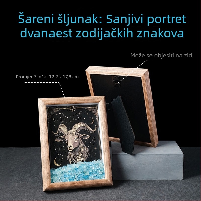 Dvanaest znakova zodijaka – kristalni okvir za fotografije s kamenčićima, DIY iscjeljujući kamen za kačenje
