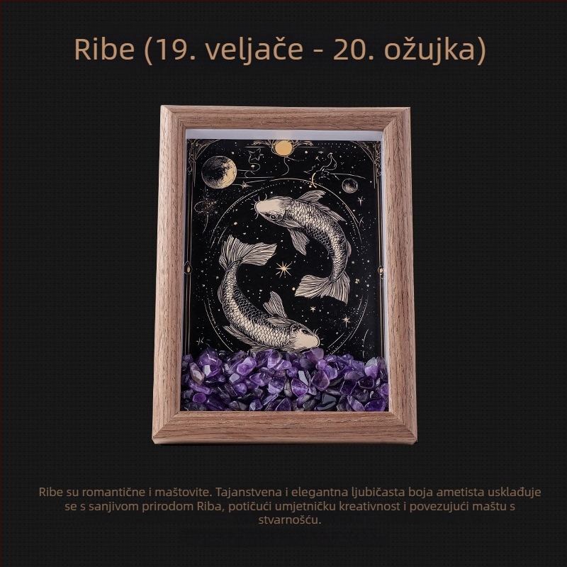 Dvanaest znakova zodijaka – kristalni okvir za fotografije s kamenčićima, DIY iscjeljujući kamen za kačenje