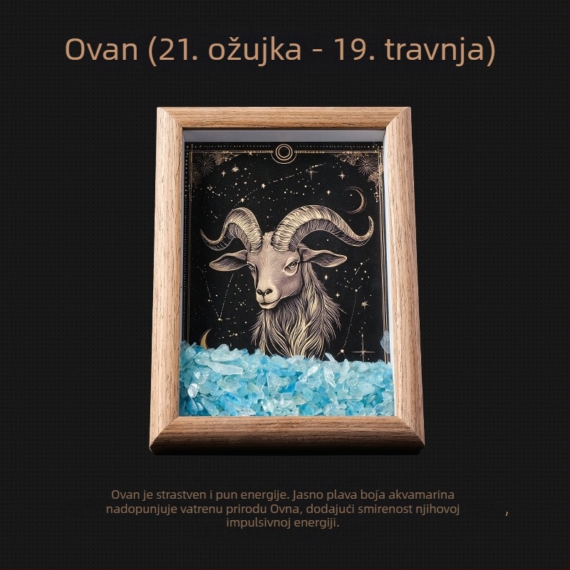 Dvanaest znakova zodijaka – kristalni okvir za fotografije s kamenčićima, DIY iscjeljujući kamen za kačenje
