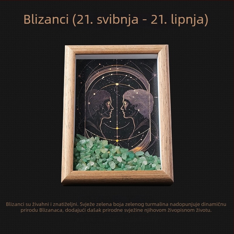Dvanaest znakova zodijaka – kristalni okvir za fotografije s kamenčićima, DIY iscjeljujući kamen za kačenje