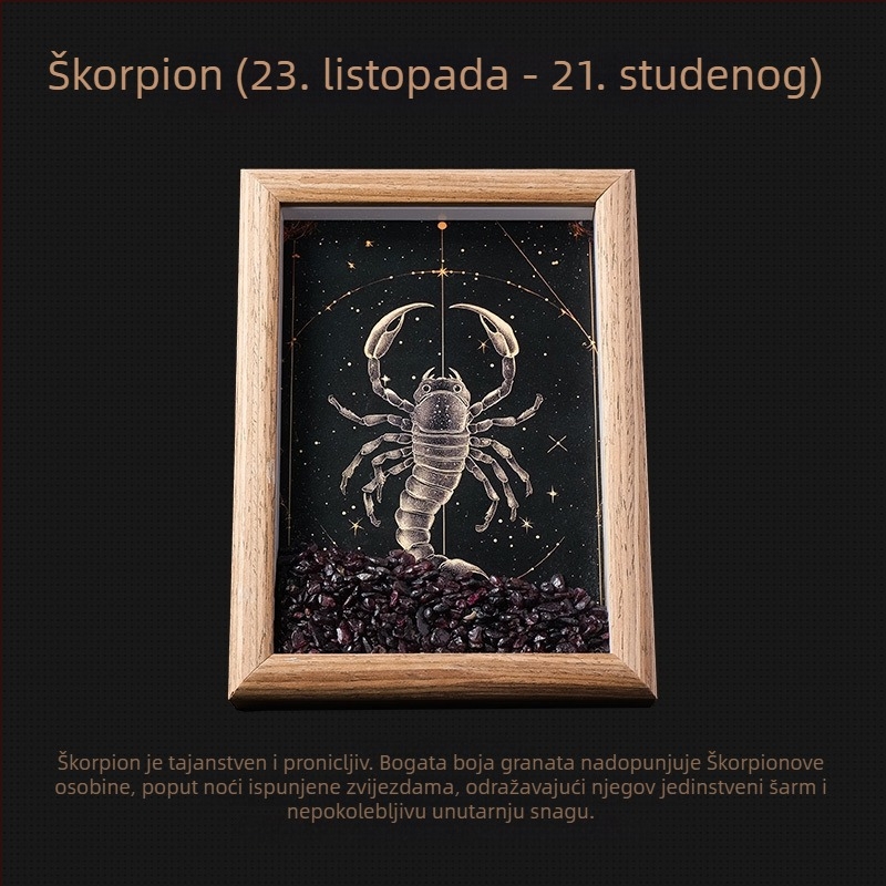 Dvanaest znakova zodijaka – kristalni okvir za fotografije s kamenčićima, DIY iscjeljujući kamen za kačenje