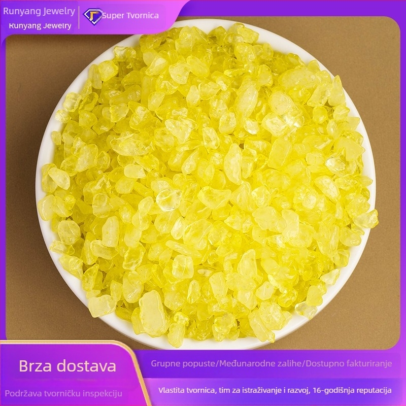 Žuto-limunaste citrine drobljene kamenčiće za demagnetizaciju i pročišćavanje, dekoracija privlači bogatstvo, posuda za blago, mandala ponuda Buda, male čestice kamena