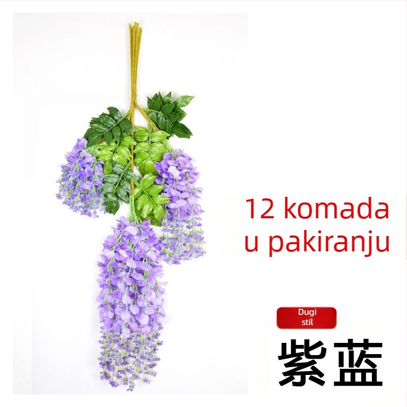 Umjetni glicinij cvjetovi za svadbenu dekoraciju — viseće svilenih cvjetova vrpca, duljina 100 cm