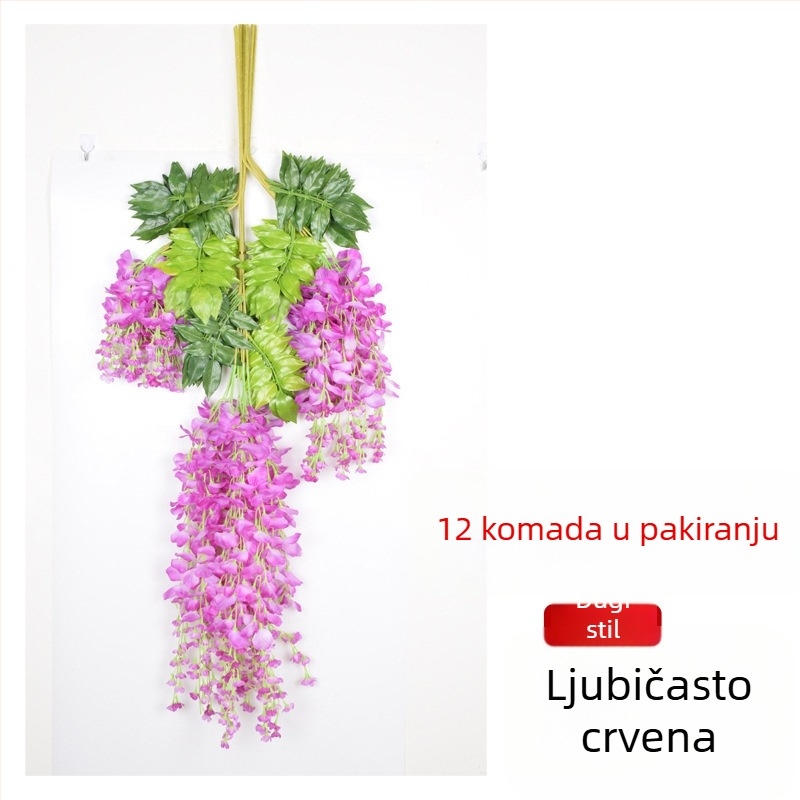 Umjetni glicinij cvjetovi za svadbenu dekoraciju — viseće svilenih cvjetova vrpca, duljina 100 cm