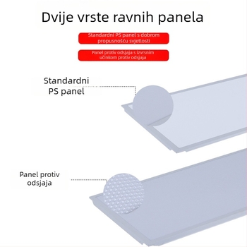 LED ravno panelno svjetlo 600×600 mm i 300×600 mm, uski okvir, aluminijski panel, anti-glare, visoka svjetlina, ravno plafonsko svjetlo