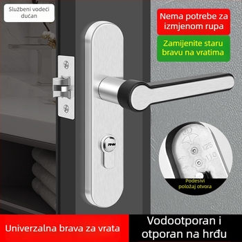 Nerđajuća čelična brava za kupaonicu s držačem, bez ključa, za WC vrata, s jednim jezičkom, 110 otvora