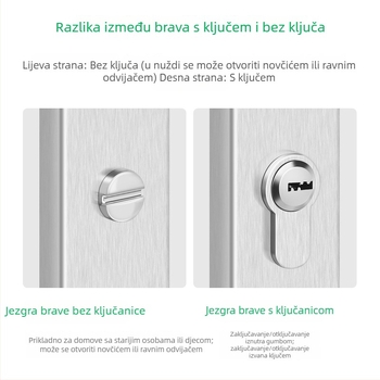 Nerđajuća čelična brava za kupaonicu s držačem, bez ključa, za WC vrata, s jednim jezičkom, 110 otvora