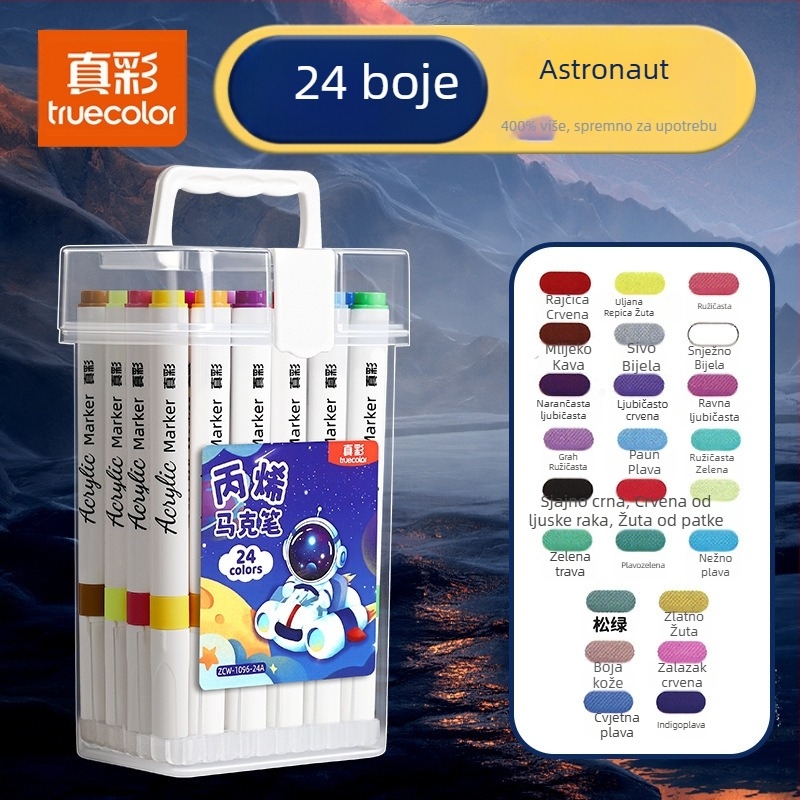 True Color marker za crtanje, siguran akvarel marker za vrtić, neproziran pigment i složiva akrilna četkica